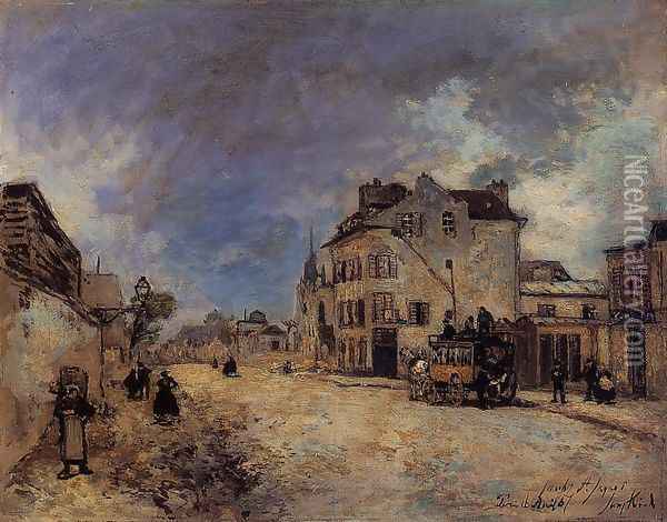 Faubourg Saint Jacques The Stagecoach Oil Painting - Johan Barthold Jongkind