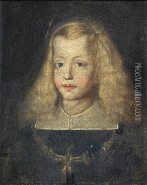 Portrait Of King Charles Ii Of Spain As A Boy, Bust-length Oil Painting - Sebastian De Herrera Barnuevo