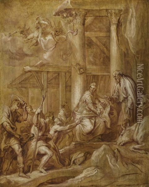 The Adoration Of The Shepherds Oil Painting - Anthony Van Dyck