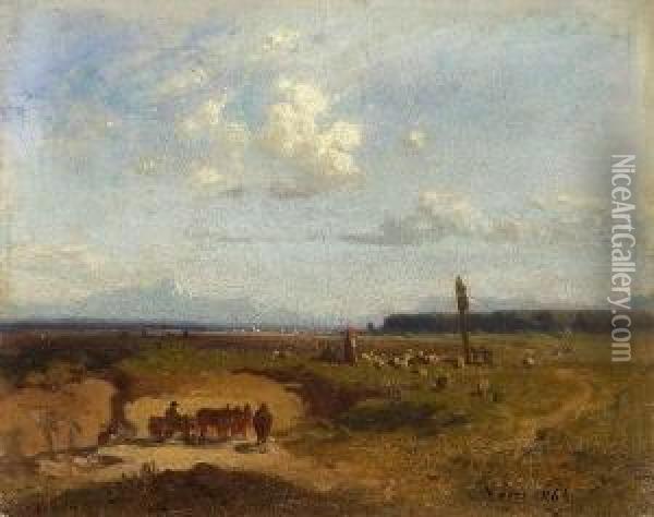 Voralpenlandschaft Oil Painting - Julius Noerr