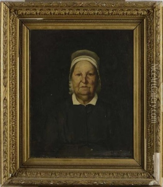 Portrait D'emilie Foulon, Grand Mere Maternelle De L'artiste Oil Painting - Leon Gustave Ravanne