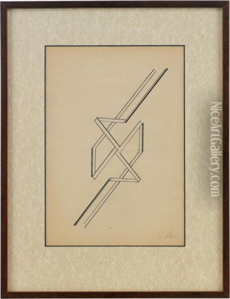 A Geometric Design Oil Painting - Gustav Gustavovich Kluzis