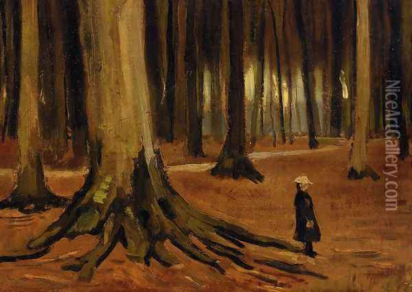 Girl in the Woods Oil Painting - Vincent Van Gogh