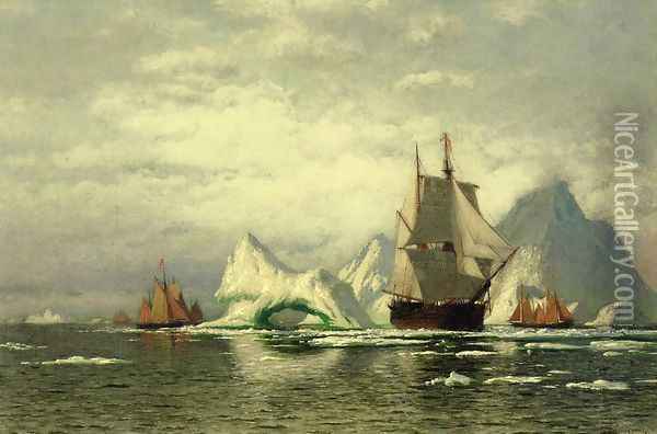 Arctic Whaler Homeward Bound Among The Icebergs Oil Painting - William Bradford