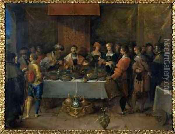 Damocles at the Table Oil Painting - Frans the younger Francken