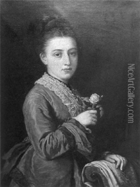 Portrait Of Maria Holding A Rose Oil Painting - Norman Macbeth