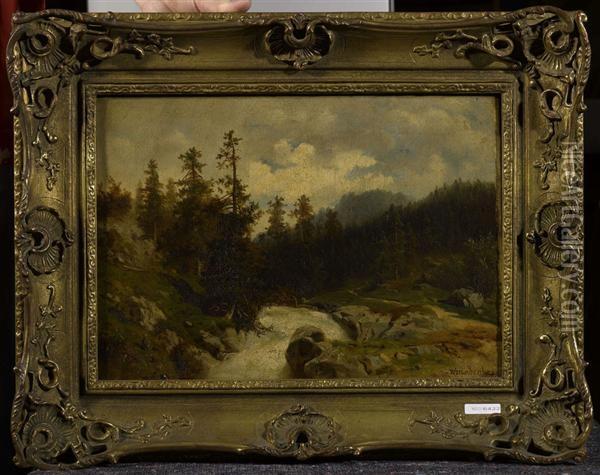 Gebirgslandschaft. Oil Painting - Wilhelm Brandenburg