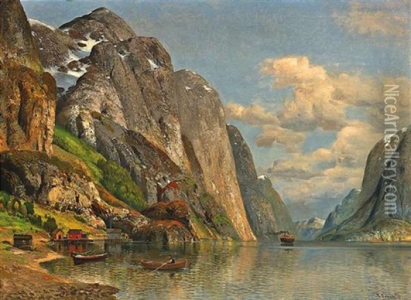 Sommerliche Fjordlandschaft Oil Painting - Joseph Holmstedt