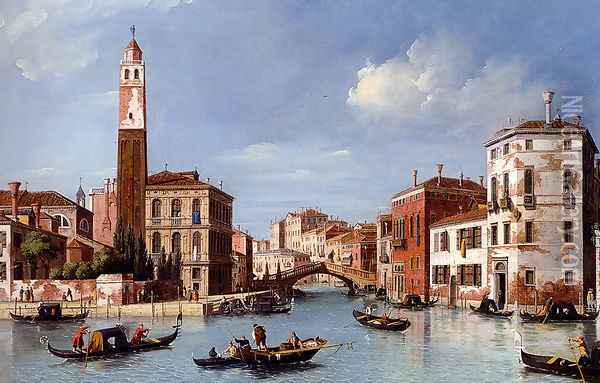 View Of The Entrance To The Cannareggio Canal With The Church Of San Geremia And The Palazzo Labia, Venice Oil Painting - William James