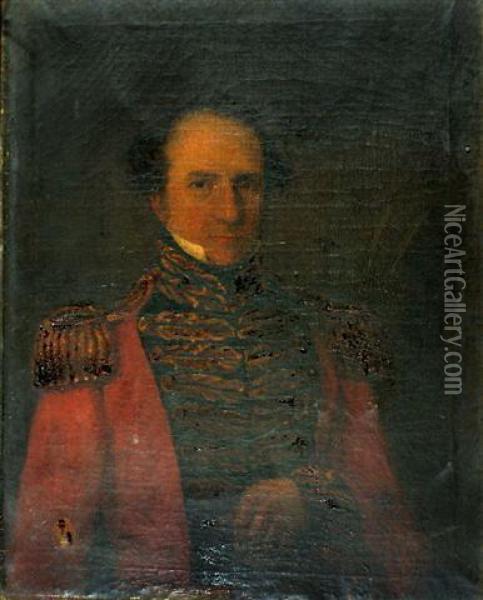 Portrait Of A Military Officer Oil Painting - Thomas Beach