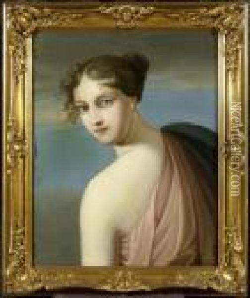 Portrait Of A Lady With Bare Shoulder Oil Painting - Anne-Louis Girodet de Roucy-Triosson