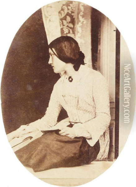 Portrait Of Thereza Llewelyn, Late 1850s Oil Painting - John Dillwyn Llewellyn