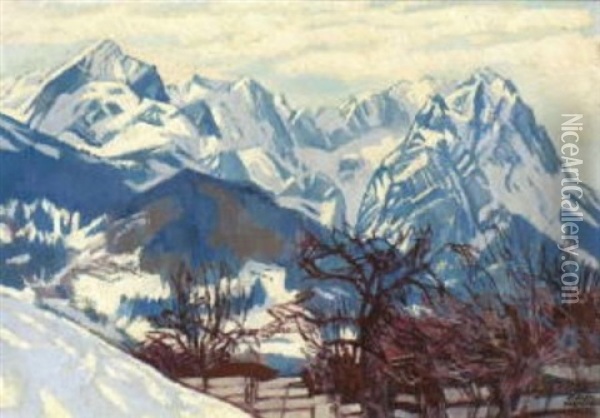 Winter Im Wettersteingebirge Oil Painting - Carl Reiser