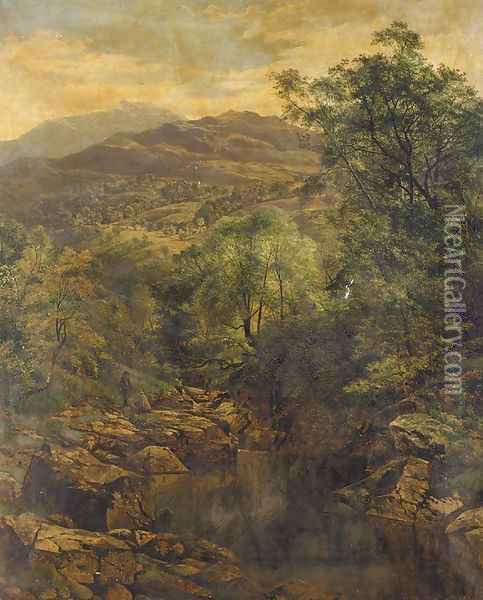 A Quiet Pool In Glenfalloch Oil Painting - Benjamin Williams Leader