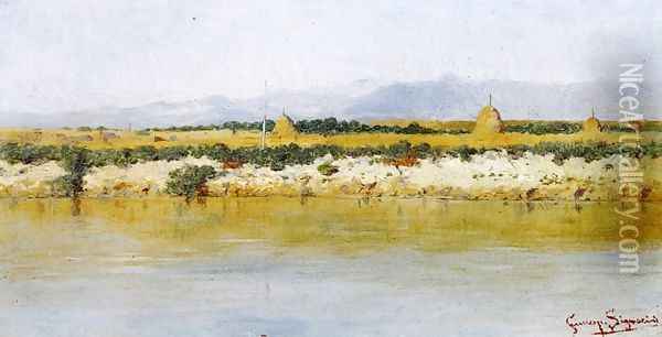 Banks of a River Oil Painting - Giuseppe Signorini