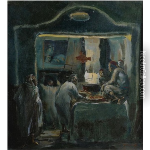 Tunisian Kitchen Oil Painting - Alexander Evgenievich Iacovleff