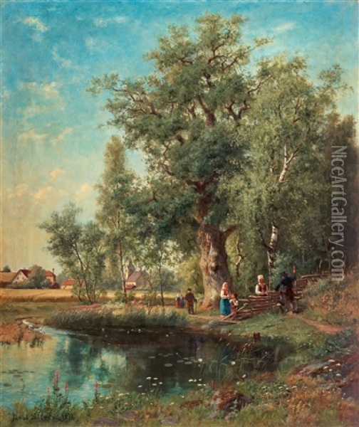Summer Landscape With Church Oil Painting - Jacob Silven
