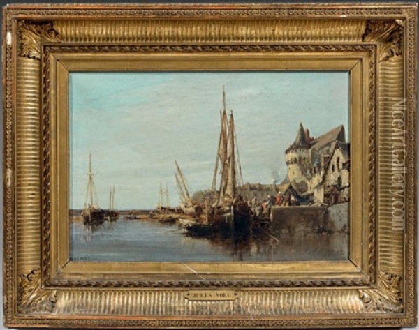 Vue D'un Port Normand Oil Painting - Jules Achille Noel