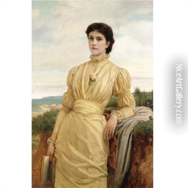The Lady In The Yellow Dress Oil Painting - Charles Edward Perugini