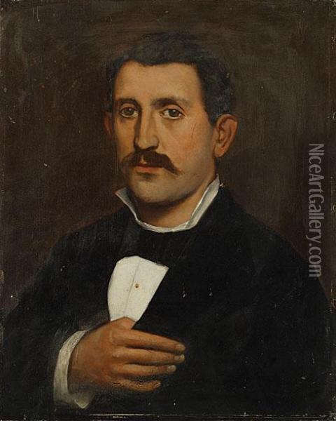 Portret Van Een Notabele. Oil Painting - Emile Hoeterickx