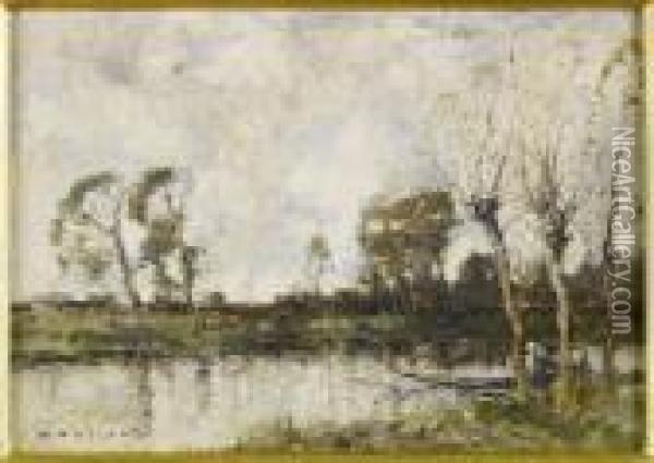 Riverside Oil Painting - William Alfred Gibson