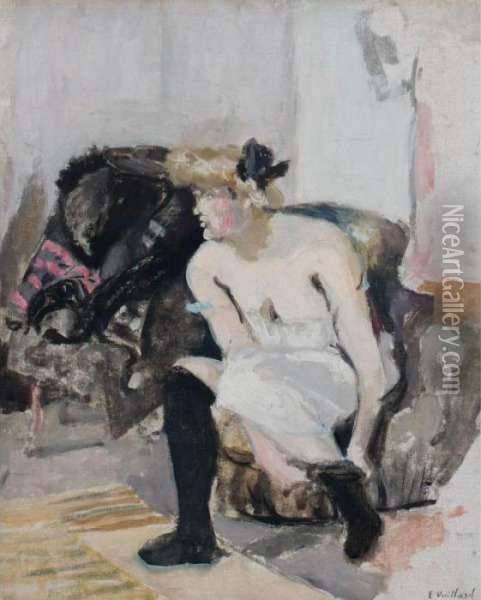 La Femme Aux Bas Noirs Oil Painting - Jean-Edouard Vuillard