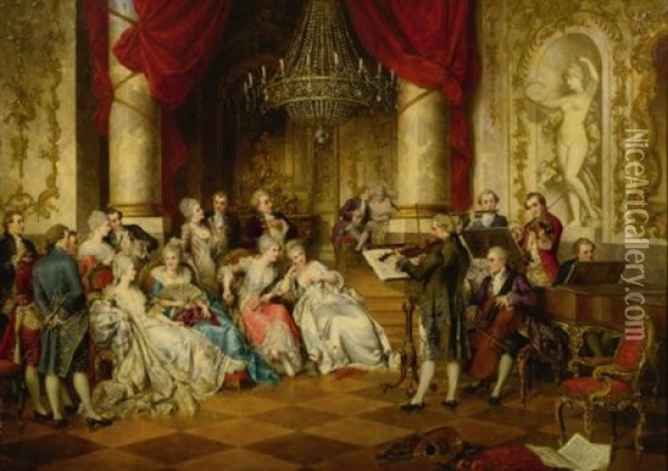 The Recital Oil Painting - Karl Schweninger the Younger
