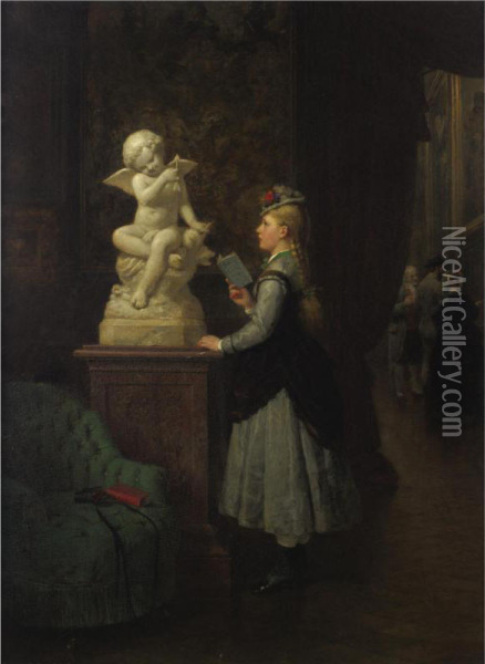 At The Museum Oil Painting - Karl Boker