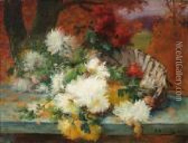 Bouquet De Dahlias Oil Painting - Eugene Henri Cauchois