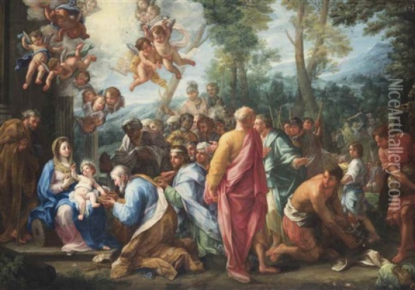 The Adoration Of The Magi Oil Painting - Giovanni Odazzi