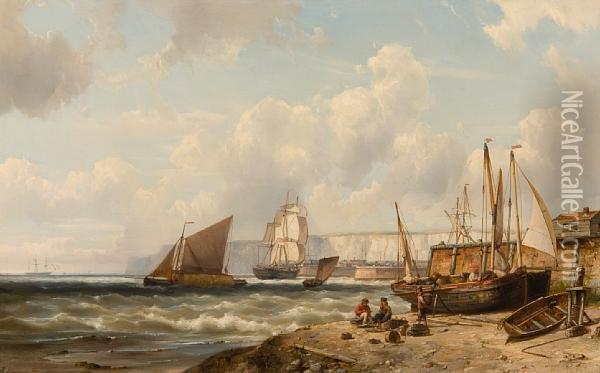 A Coastal Scene Oil Painting - Hermanus Jr. Koekkoek