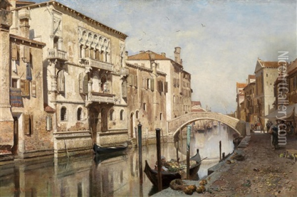 Blick Auf Den Palazzo Del Cammello In Venedig Oil Painting - Robert Russ