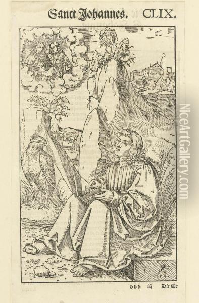 Saint John The Evangelist In A Landscape Oil Painting - Lucas The Elder Cranach