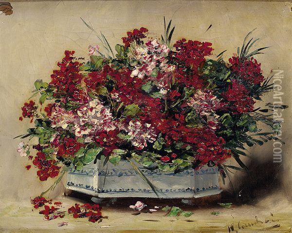 Coupe De Fleurs Oil Painting - Eugene Henri Cauchois