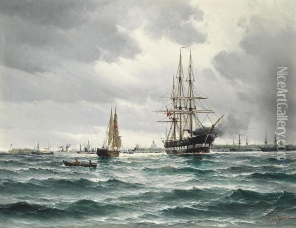 The Danish Steam Frigate Oil Painting - Vilhelm Bille