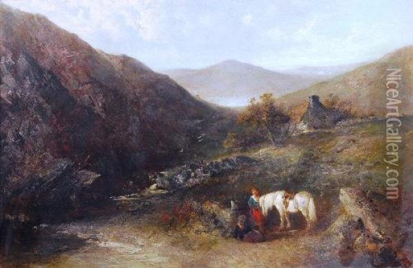 In A Welsh Landscape Oil Painting - Edward Robert Smythe