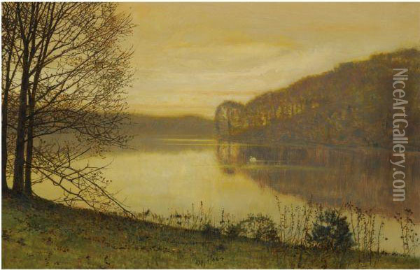 Roundhay Lake, Leeds Oil Painting - John Atkinson Grimshaw