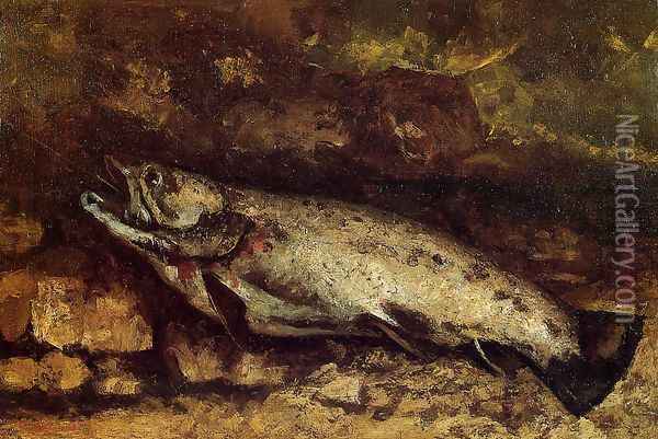 The Trout Oil Painting - Gustave Courbet