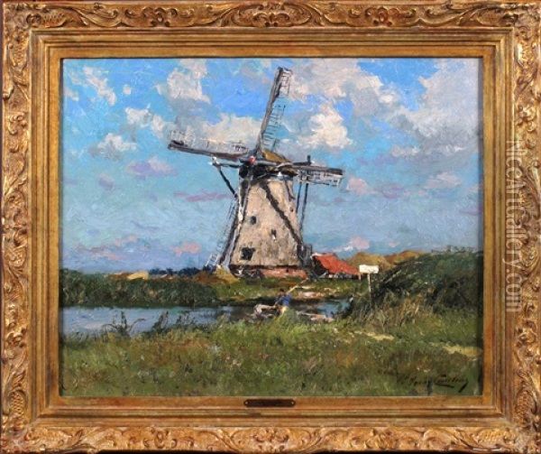 Le Moulin A Vent Oil Painting - Franz Courtens