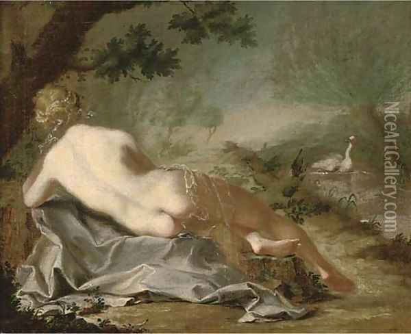 Leda and the swan 2 Oil Painting - French School