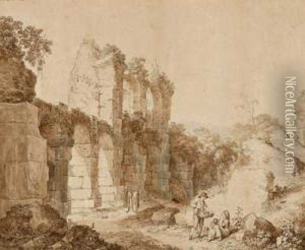 Romische Ruinen Oil Painting - Jacob Wilhelm Mechau