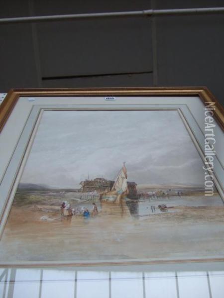 Fisherfolk On The Beach Oil Painting - William Clarkson Stanfield