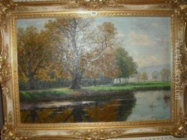 Autumnal Parkland Oil Painting - Fritz Muller-Landeck