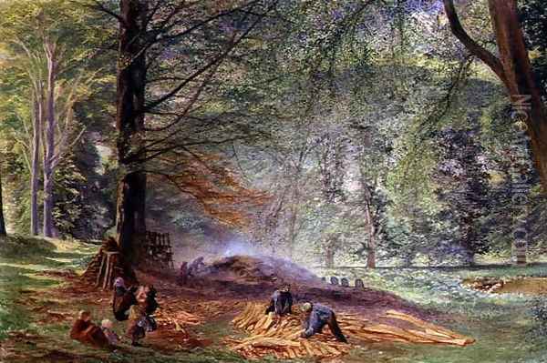 Charcoal Burners in Rokeby Park Oil Painting - Alfred William Hunt