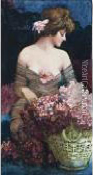The Flower Seller Oil Painting - William Blamire Young
