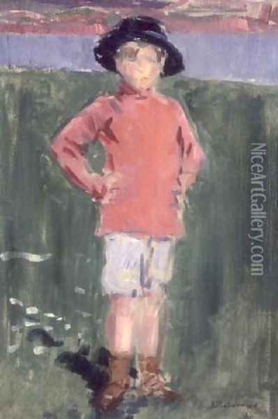 Young Boy on the Shore, Iona Oil Painting - Francis Campbell Boileau Cadell