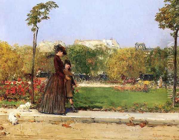 In the Park, Paris Oil Painting - William Merritt Chase