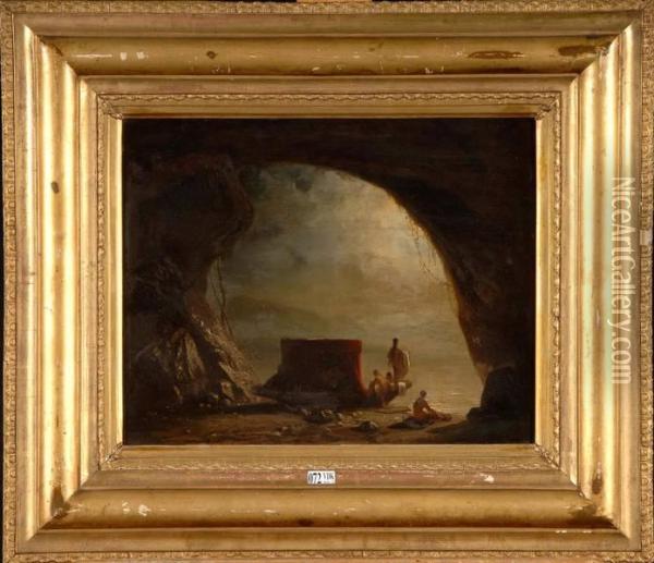 Les Baigneuses A La Grotte Oil Painting - Paul Tavernier