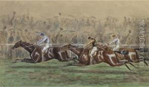 The Eclipse Stakes, Sandown Park Oil Painting - George Finch Mason