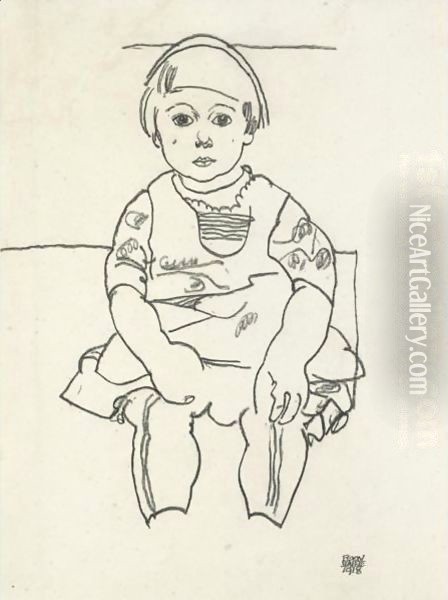 Portrat Eines Kindes (Portrait Of A Child) Oil Painting - Egon Schiele